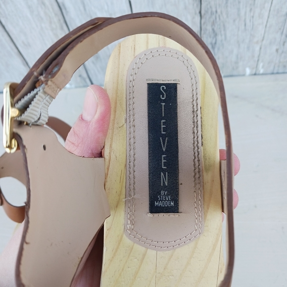 Steven By Steve Madden Womens Leather Platform Fabee Clog Sandals Cognac Size 9 - Picture 7 of 8